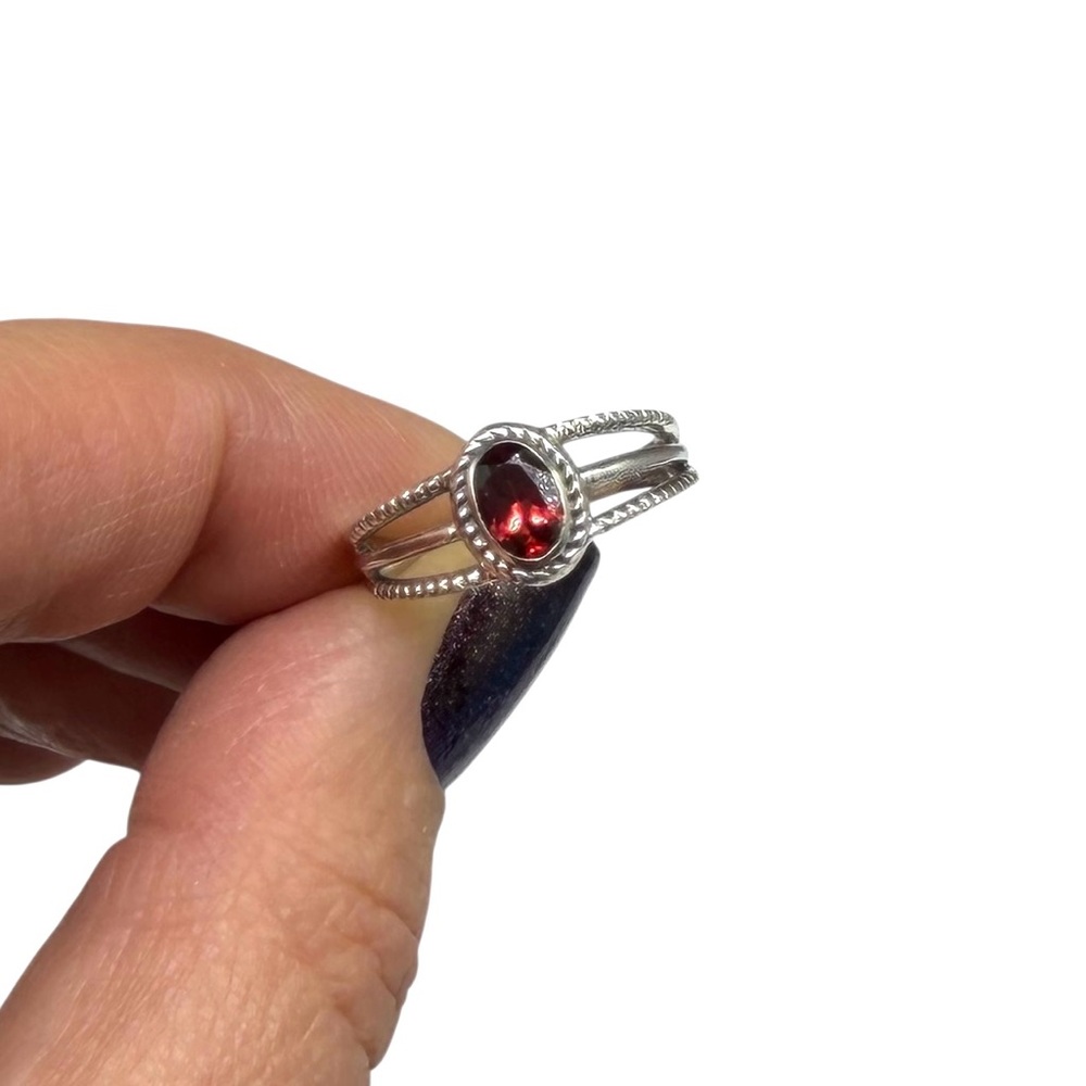 Hessonite Garnet Ring Size 7 Solid 925 Sterling S… - image 5